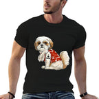 I Love Mom Tattoo Shih Tzu Mom Funny Mothers Day Gift  Ribbed Collar T-Shirt