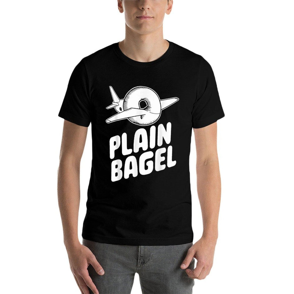 Plain Bagel Funny Word Pun Bagel Lover Plane Humorous Meme  Eco-friendly Material T-Shirt