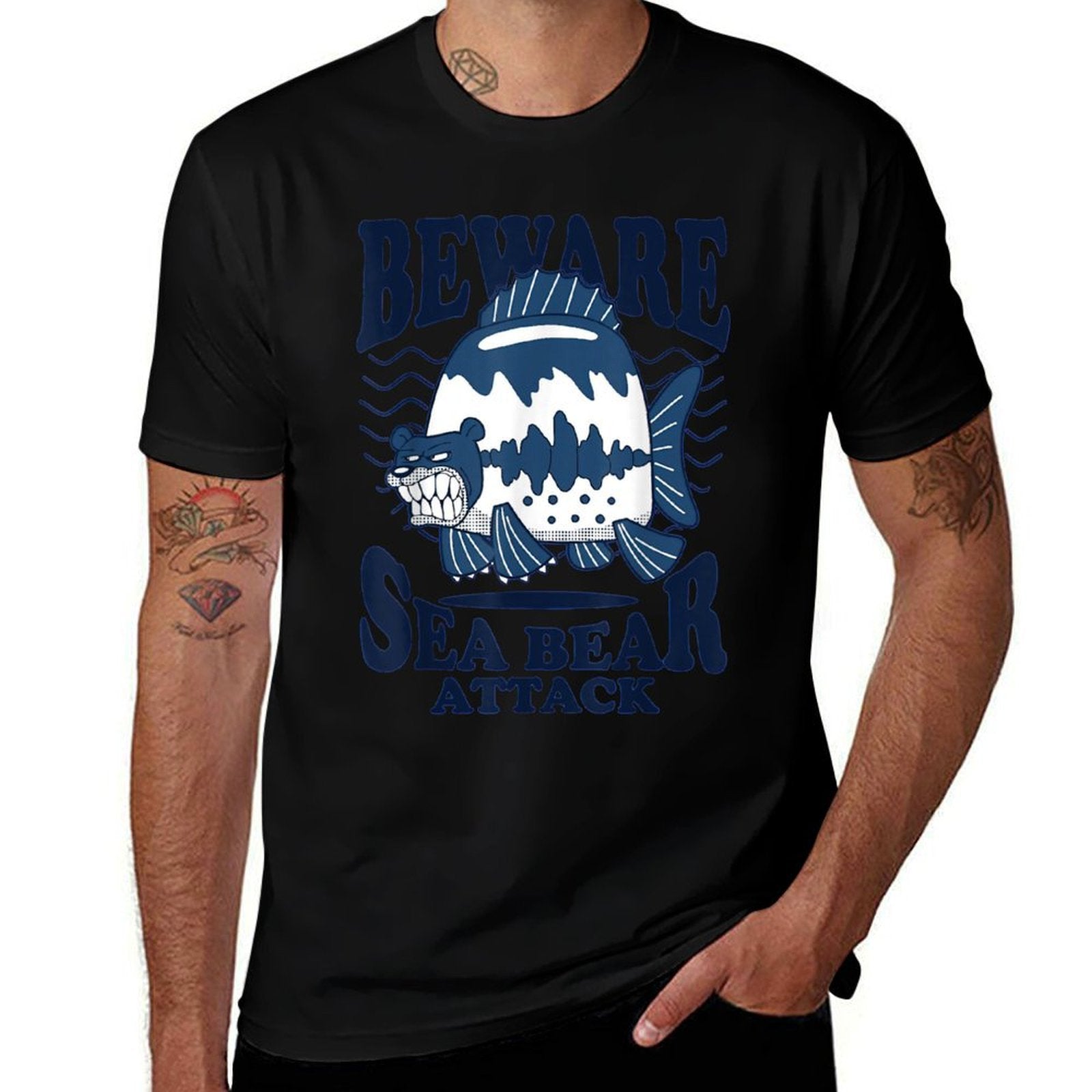 Beware Sea Bear Attack  Heathered Texture T-Shirt