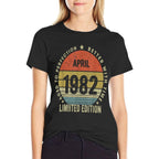40th Birthdays for Women Men April 1982 40 Anniversary  Slim-fit Cut T-Shirt