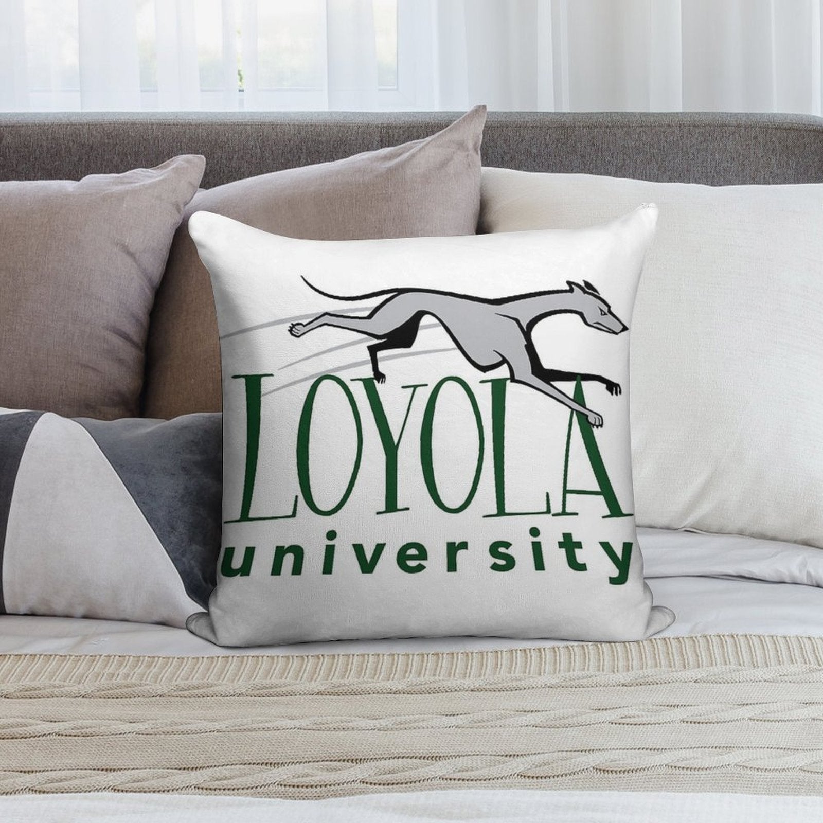 Greyhound Loyola University Soft Short Plush Fabric Throw Pillow