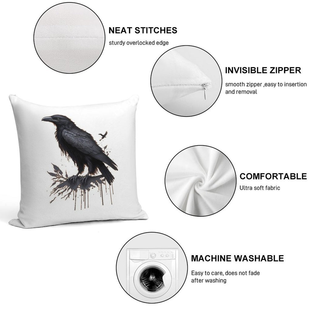 Black Raven Soft Bedroom Essential Throw Pillow
