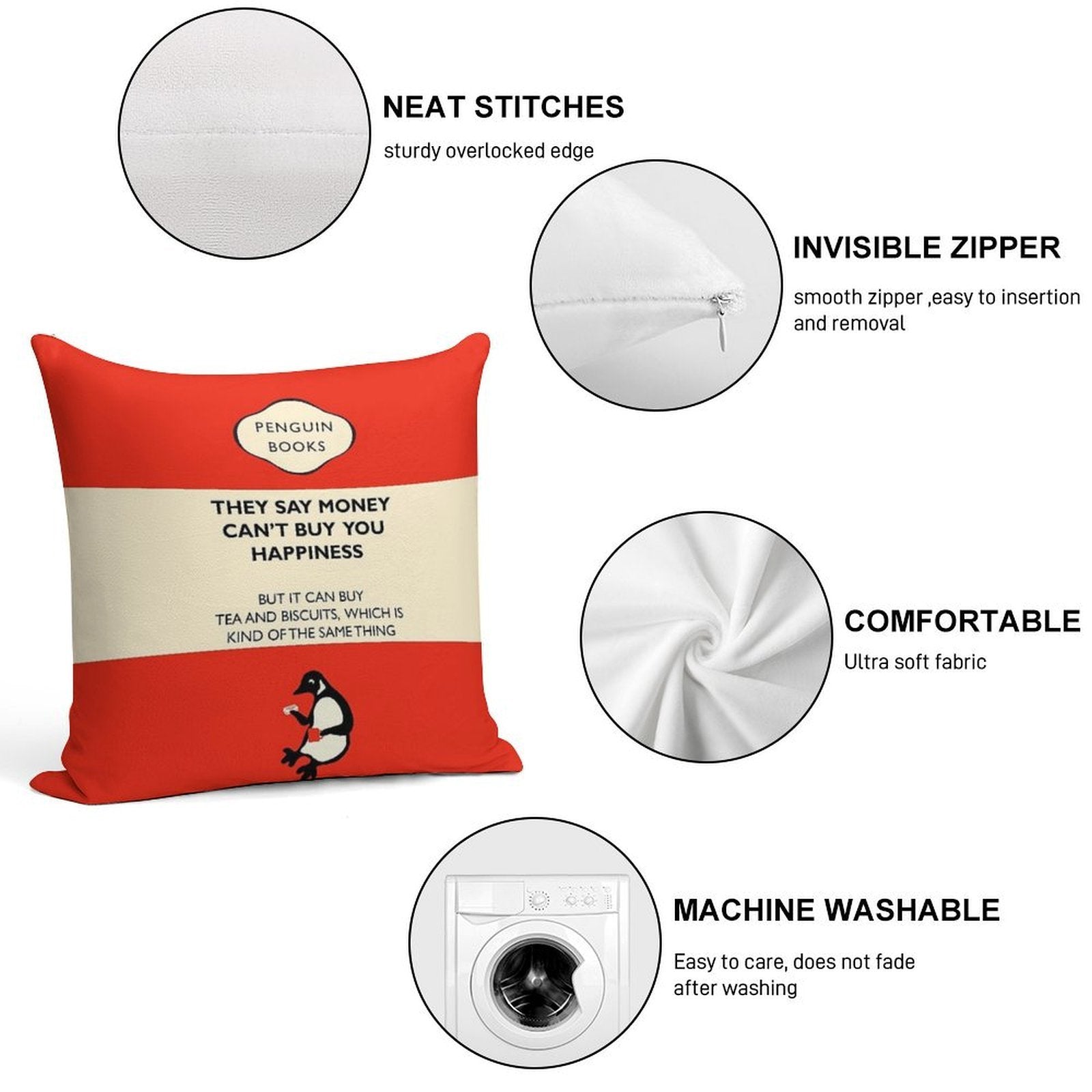 Tea And Biscuits Parody Penguin Book Cover Soft Bedroom Essential Throw Pillow