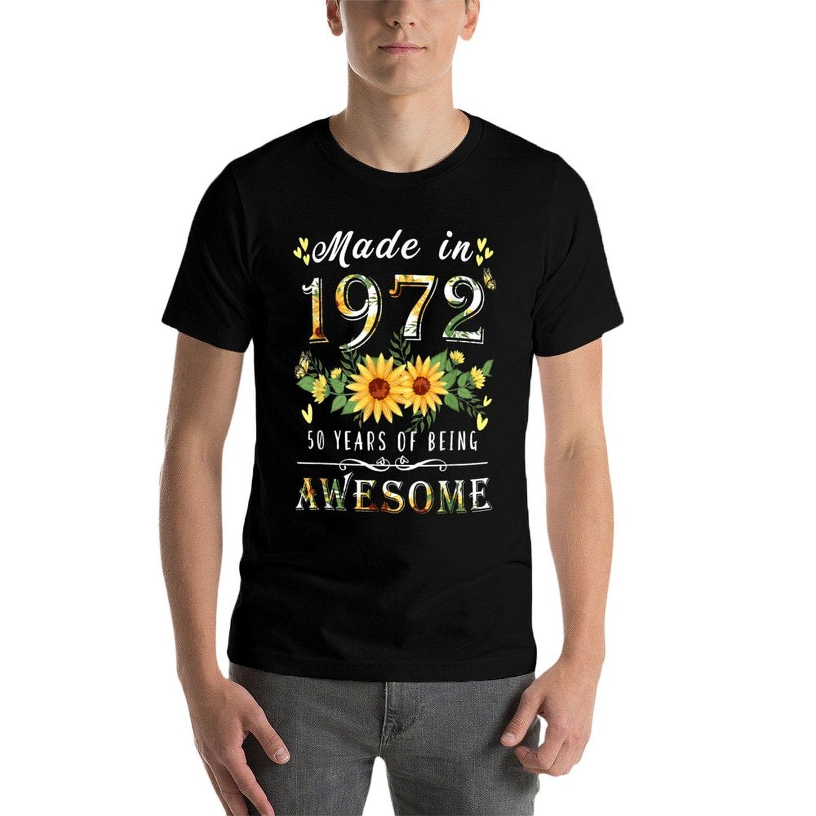 Sunflower 50th Birthdays for Women, Floral Best of 1972  Soft T-Shirt