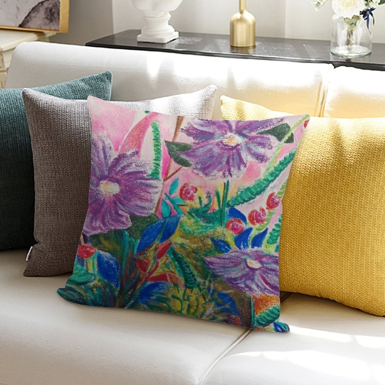Flower Power Soft Washable Throw Pillow