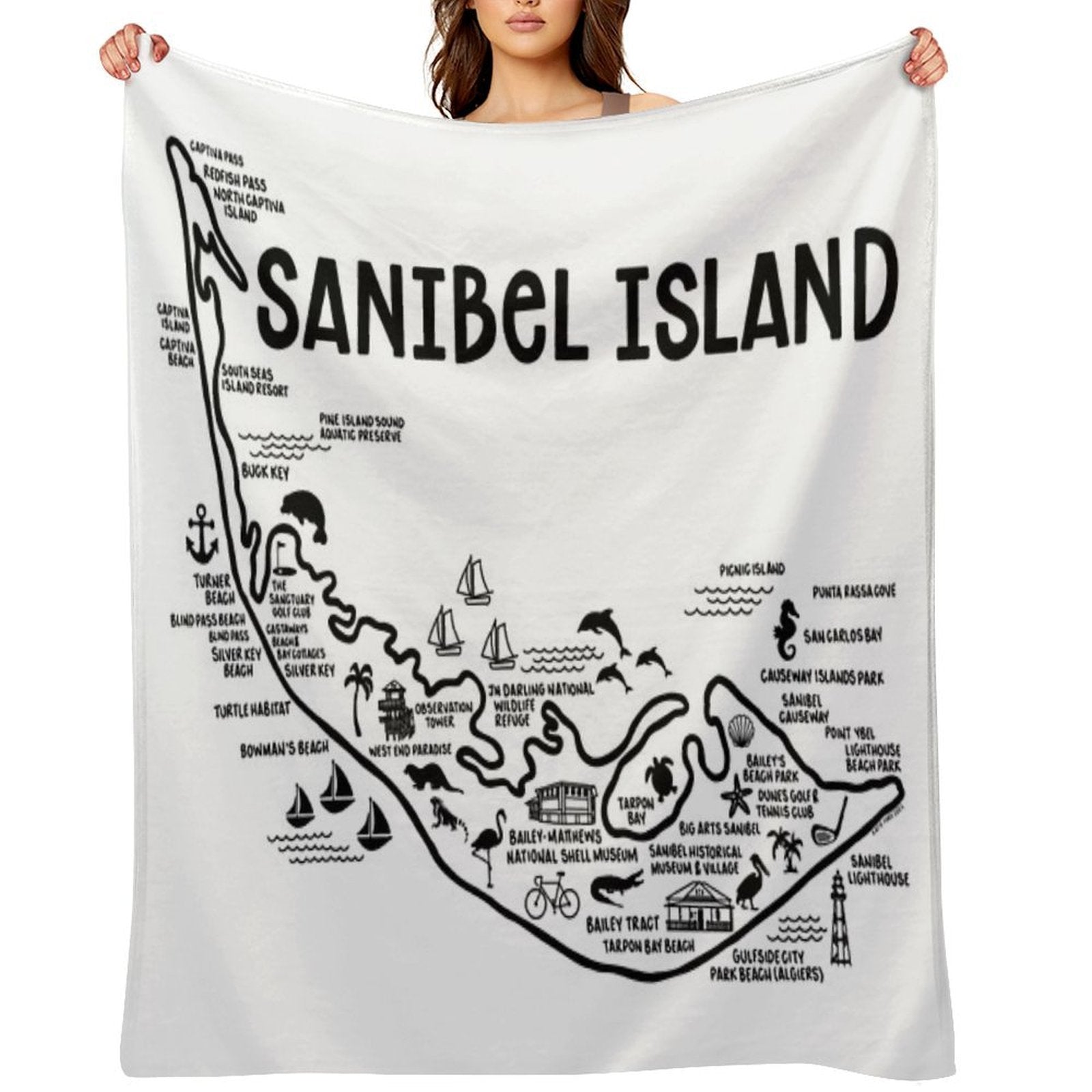 Sanibel Island Map Quick-dry Throw Blanket