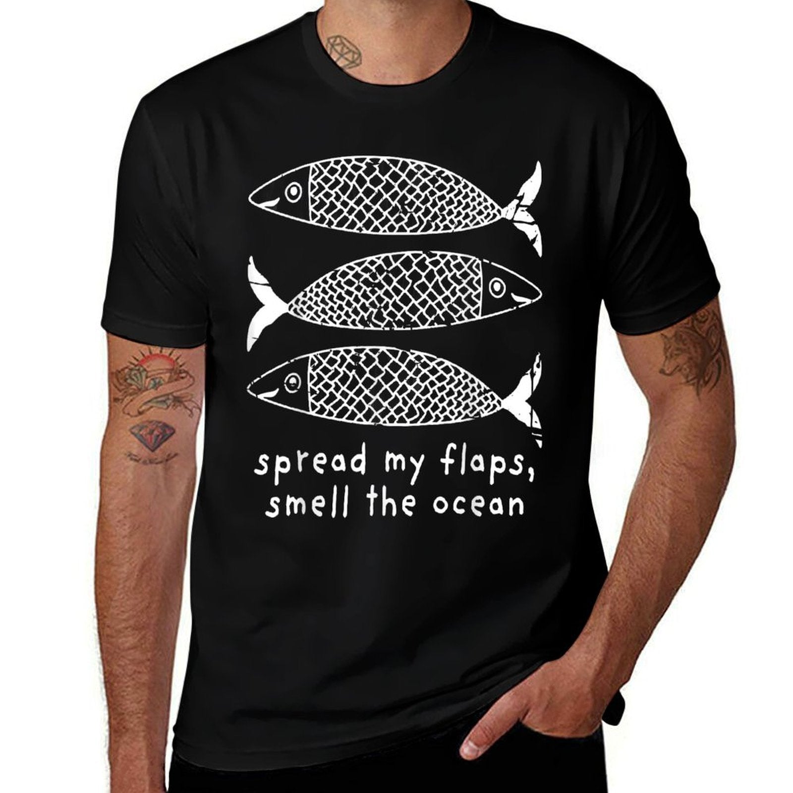 Spread My Flaps Smell The Ocean Funny Raunchy Sardines Meme  Lightweight T-Shirt