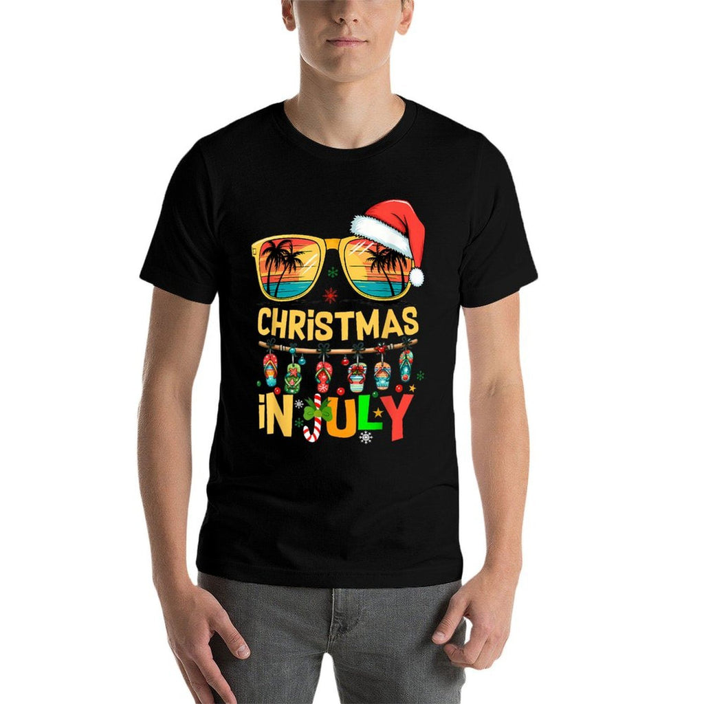 Santa Claus Sunglasses Beach Christmas In July Men Women Kid  Easy-care T-Shirt