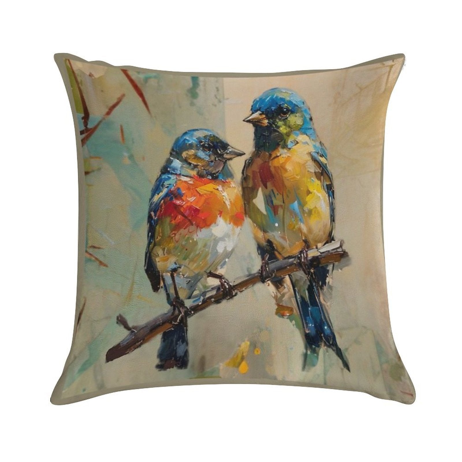 Eastern Bluebird Watercolor Soft Washable Throw Pillow