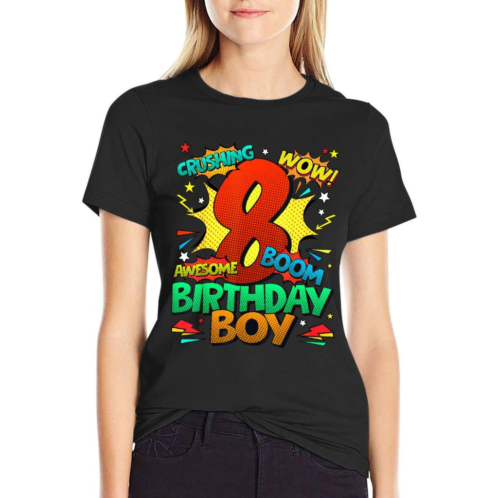 8th Birthday Kids Comic Style Kids Boys 8 Year Old Gifts  Durable T-Shirt