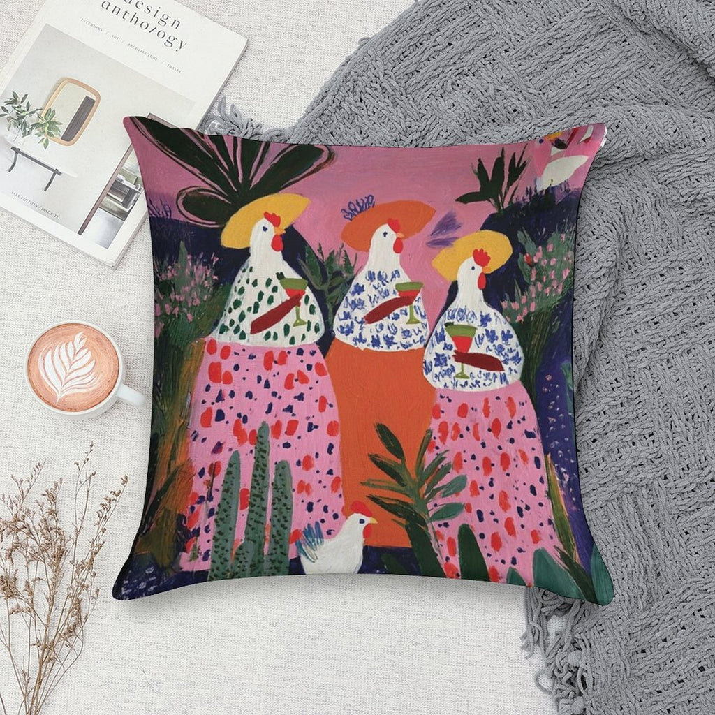 Drinking with Chickens #5 Soft High-Density Material Throw Pillow