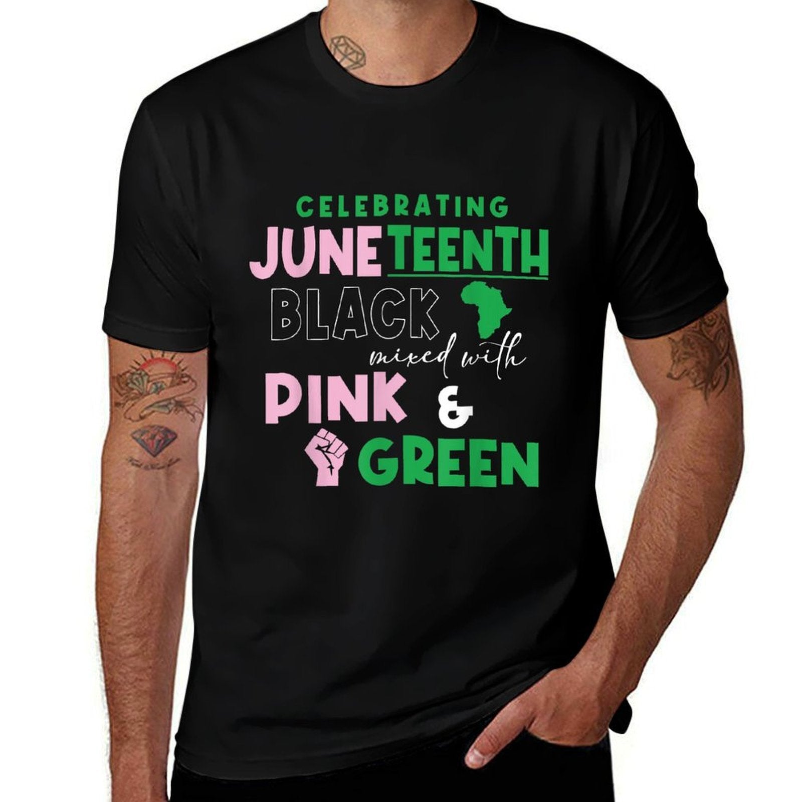 Celebrating Juneteenth Black Mixed with History Pink  Polyester Blend T-Shirt