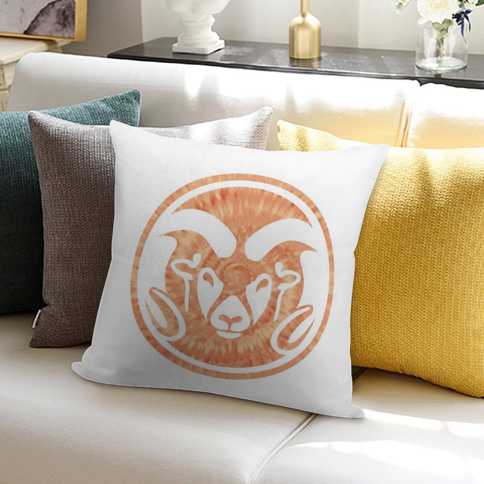 Orange Tie Dye CSU Soft Bedroom Essential Throw Pillow