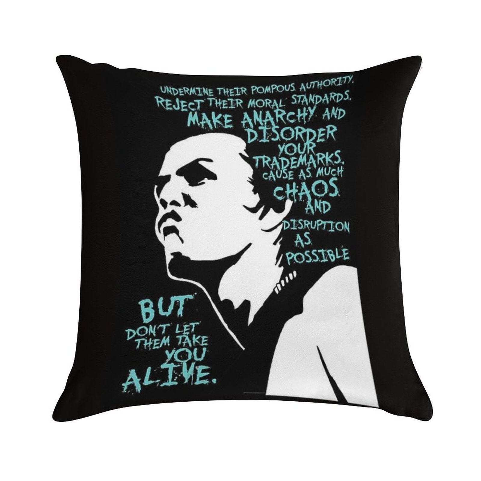 Sid Vicious Dead Or Alive Soft Reinforced Edging Throw Pillow