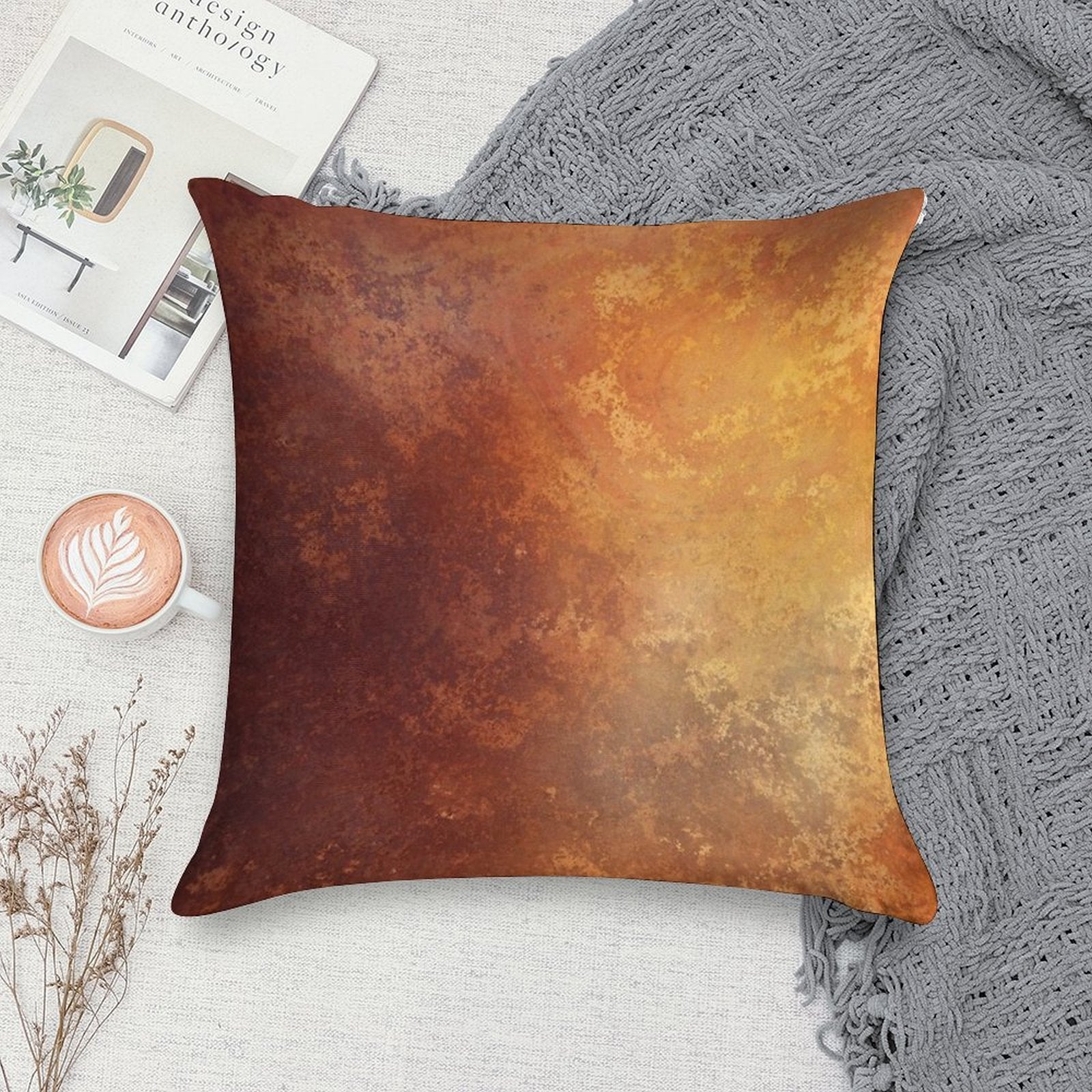 Vintage Rust Soft Style Accent Throw Pillow