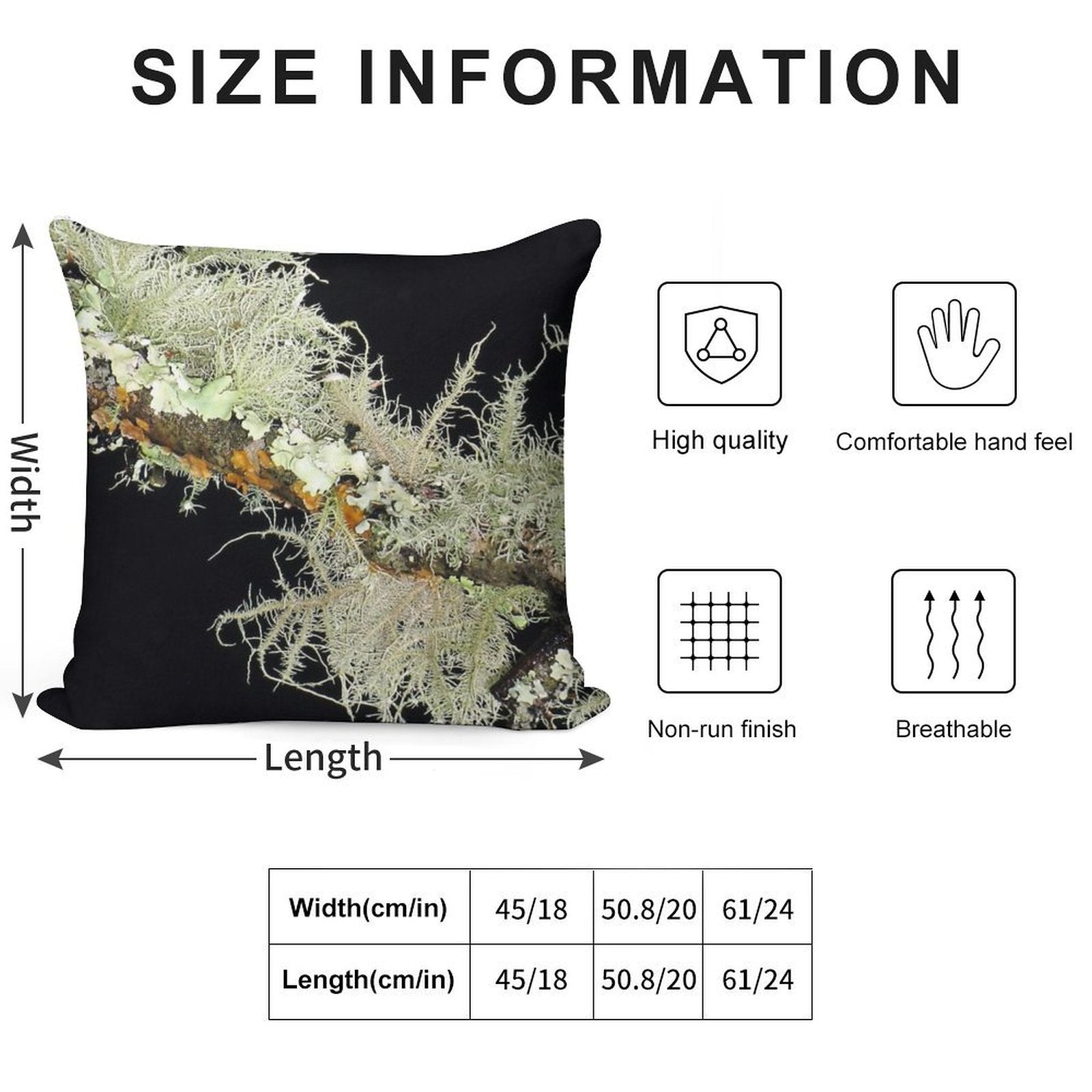Rich Green Forest Lichen Soft Skin-Friendly Throw Pillow