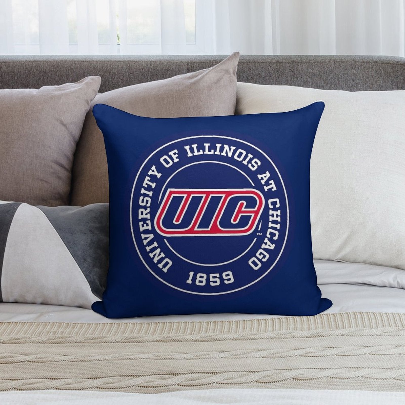 University of Illinois at Chicago - UIC Soft Bedroom Essential Throw Pillow