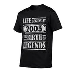 21 Year Old Life Begins 2003 Birth Of Legends 21st Birthday  Oversized Silhouette T-Shirt