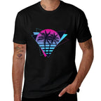 80s 90s Retro Sunset Palm Trees Vaporwave Aesthetic Art  Easy-care T-Shirt