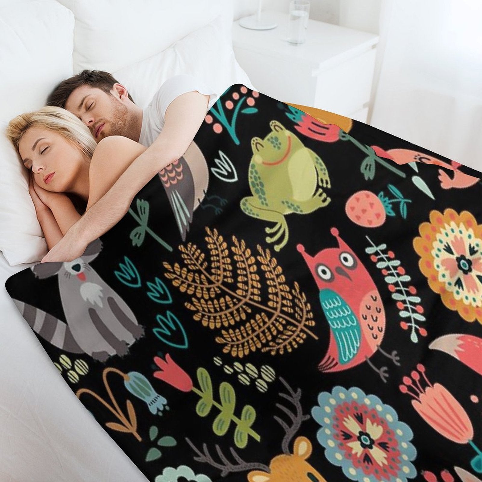 Woodland Animals Pattern Easy Care Throw Blanket