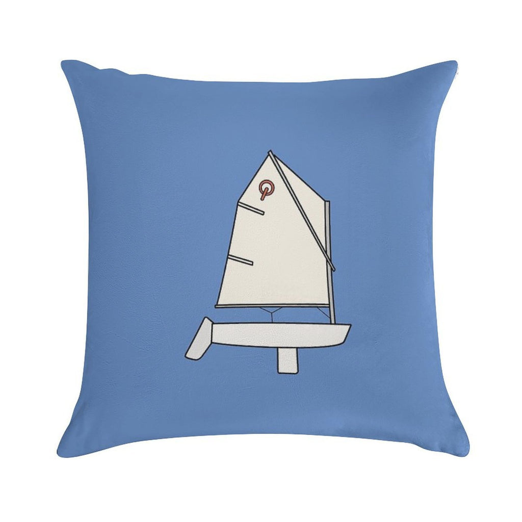 Optimist Sailboat - White Soft Skin-Friendly Throw Pillow