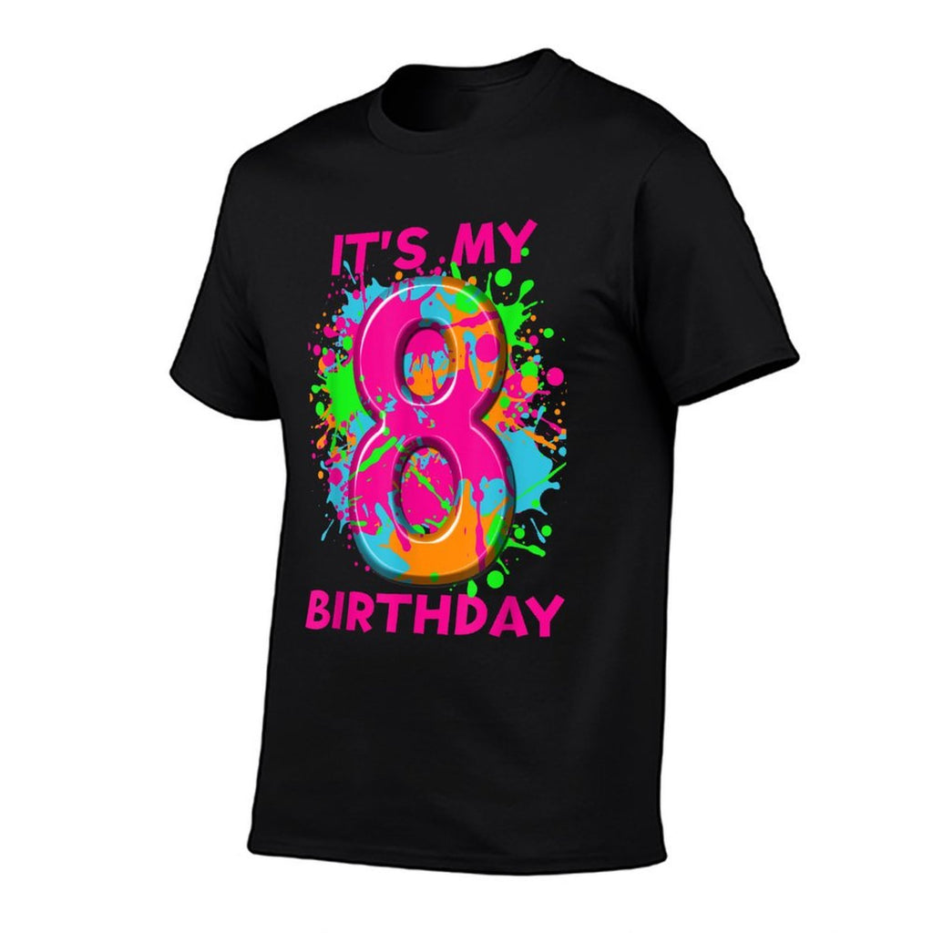 8th Birthday Paint Splashes Tshirt Kids Girls Boys 8 Years  Vintage-inspired T-Shirt