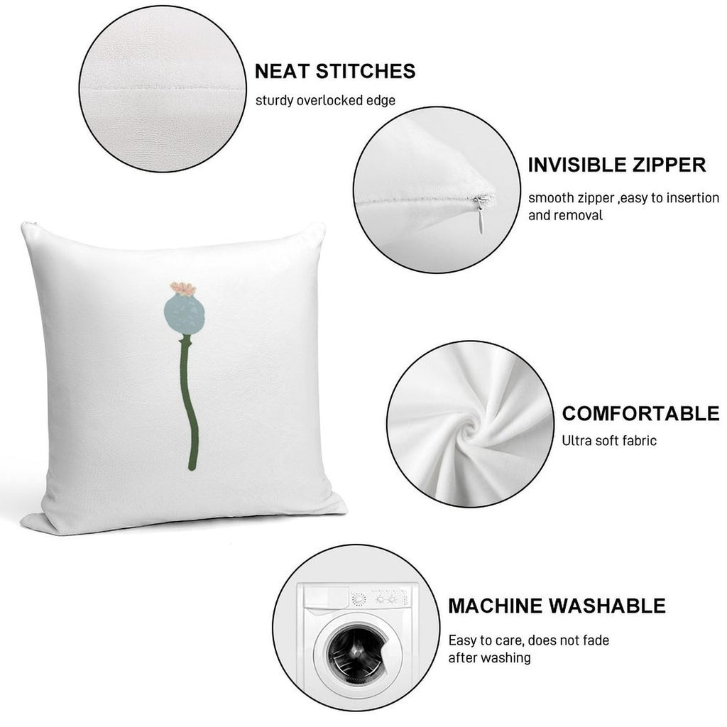 Poppy Capsule Drawing Soft Durable Construction Throw Pillow
