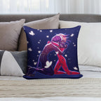 Catboy And Girl Hugging in The Butterflies Soft Style Accent Throw Pillow