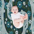 Pretty Floral Whales Circle in Blues And Greens Multi-functional Throw Blanket