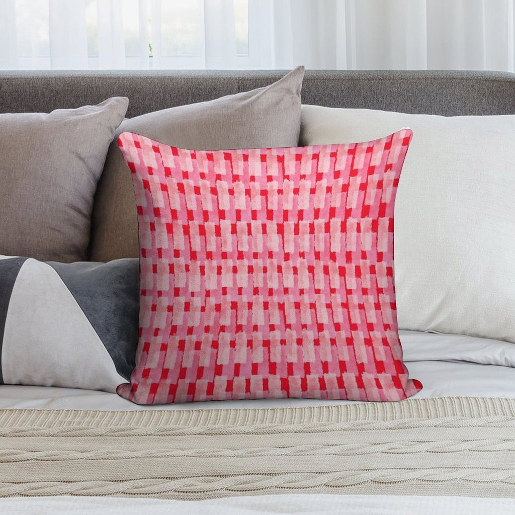 Pink And Red, Brush Strokes, Geometric Soft Warmth Comfort Throw Pillow