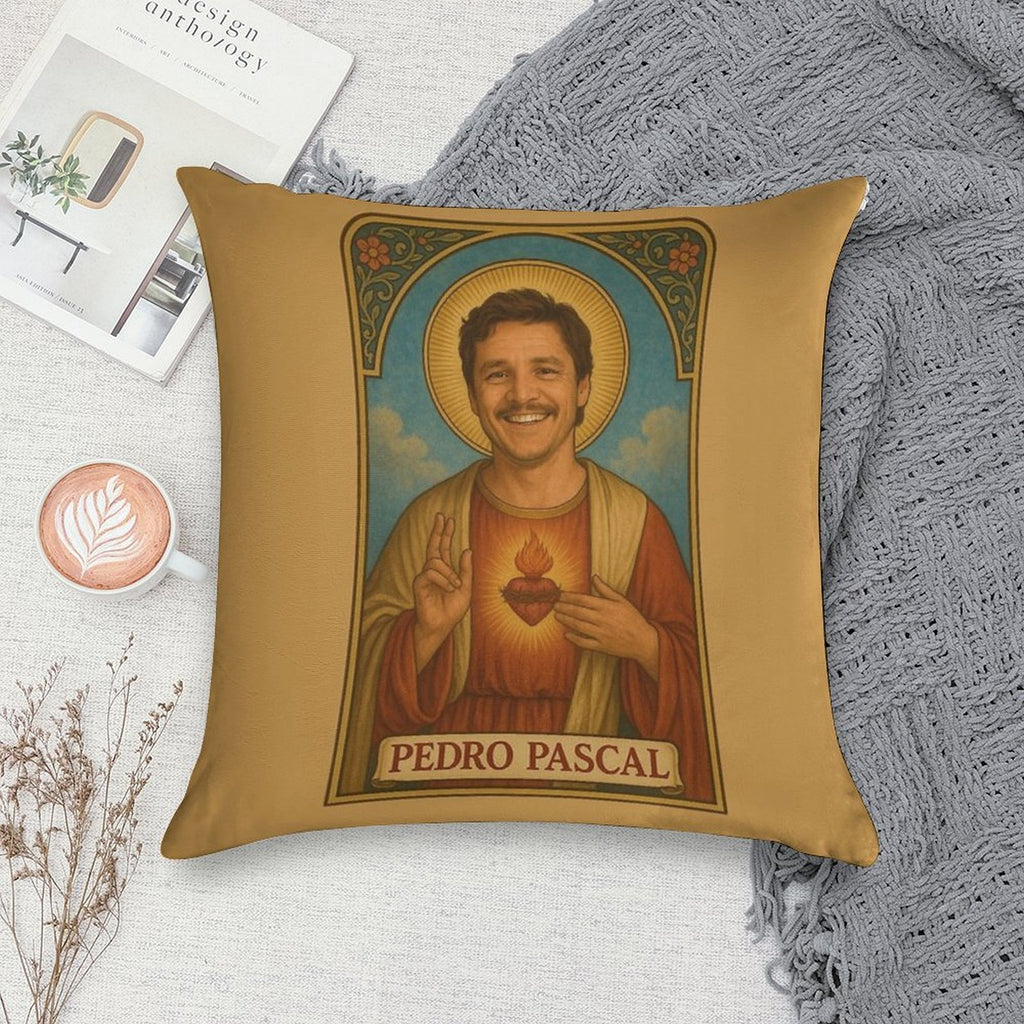 Saint Pedro Pascal – Protector of Chaotic Good Vibes Soft Hidden Zipper Throw Pillow