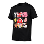 2nd Birthday Two Year Old Farm Theme Animals Birthday Party  Ribbed Collar T-Shirt