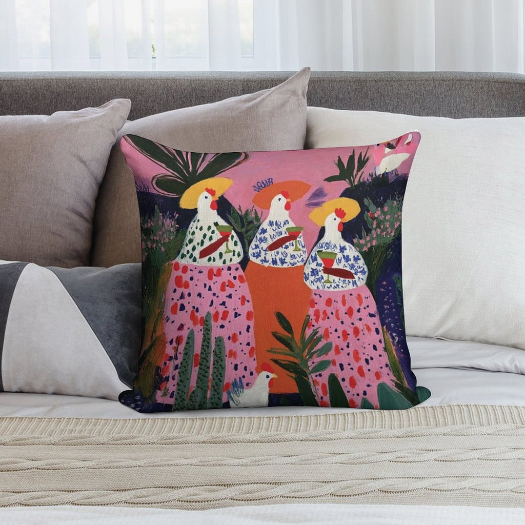 Drinking with Chickens #5 Soft High-Density Material Throw Pillow