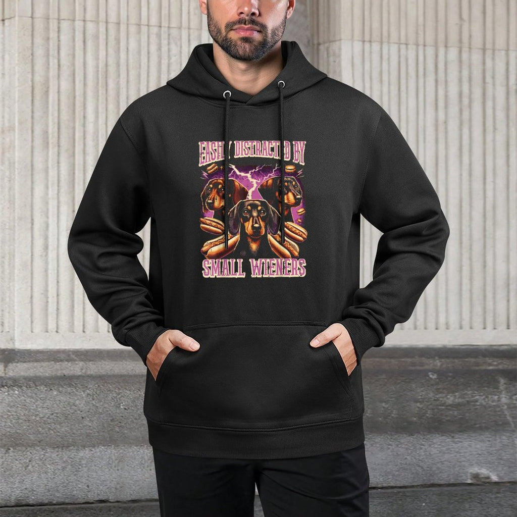 Inappropriate Easily Distracted by Small Dachshund Funny Shrink-Resistant Hoodie