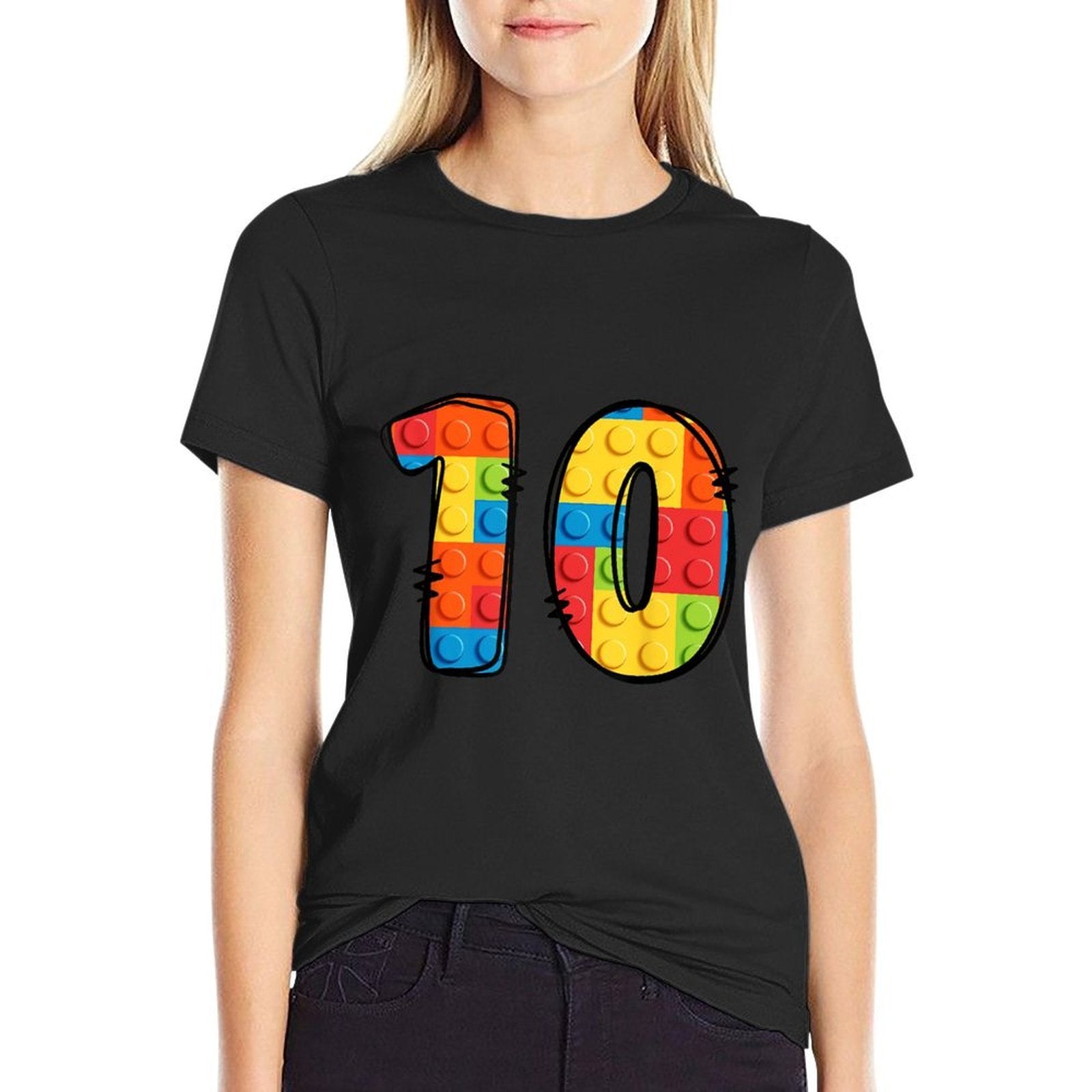 10 Year Old Blocks Building Master Builder 10th Birthday  Slim-fit Cut T-Shirt