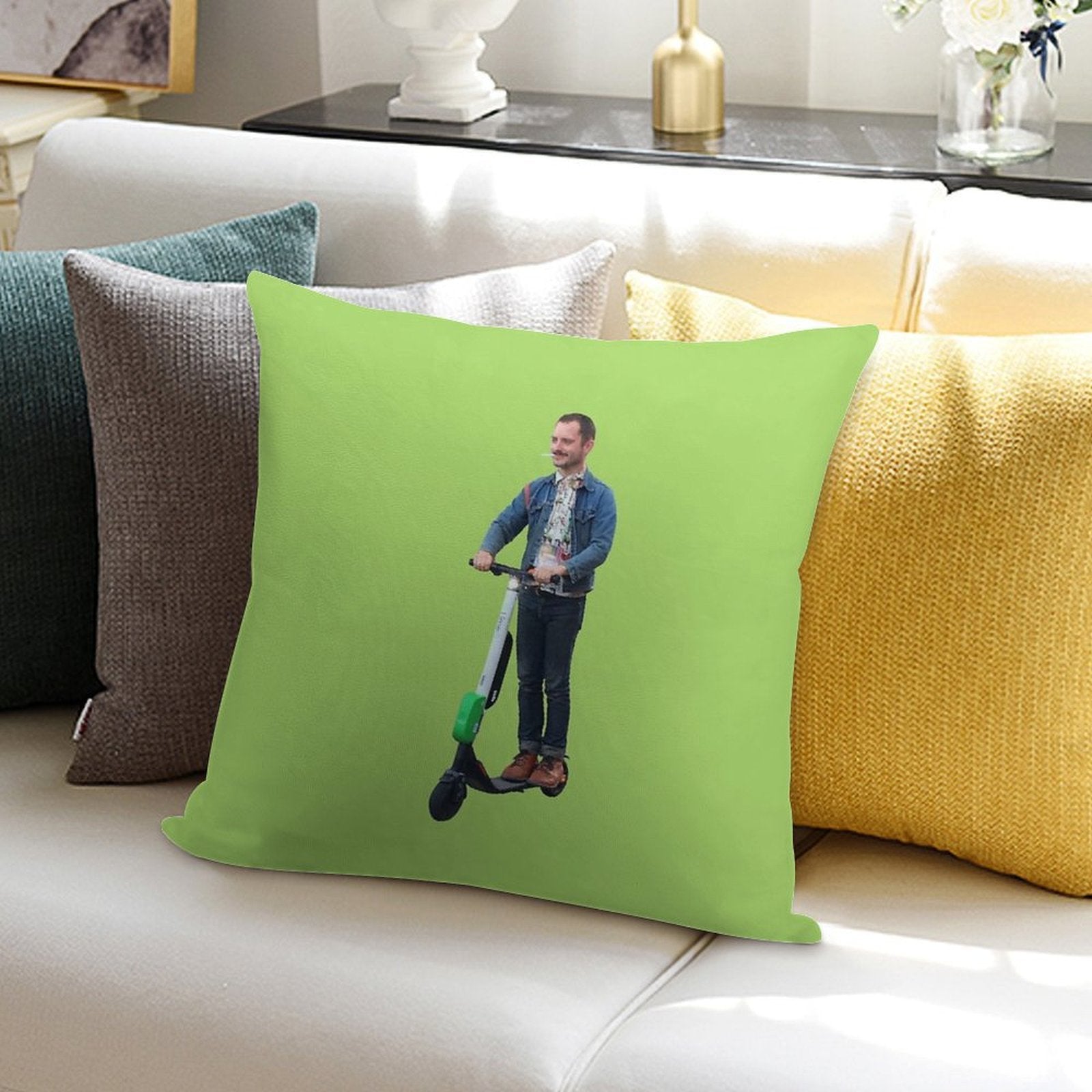 Elijah Wood On Scooter Soft Warmth Comfort Throw Pillow
