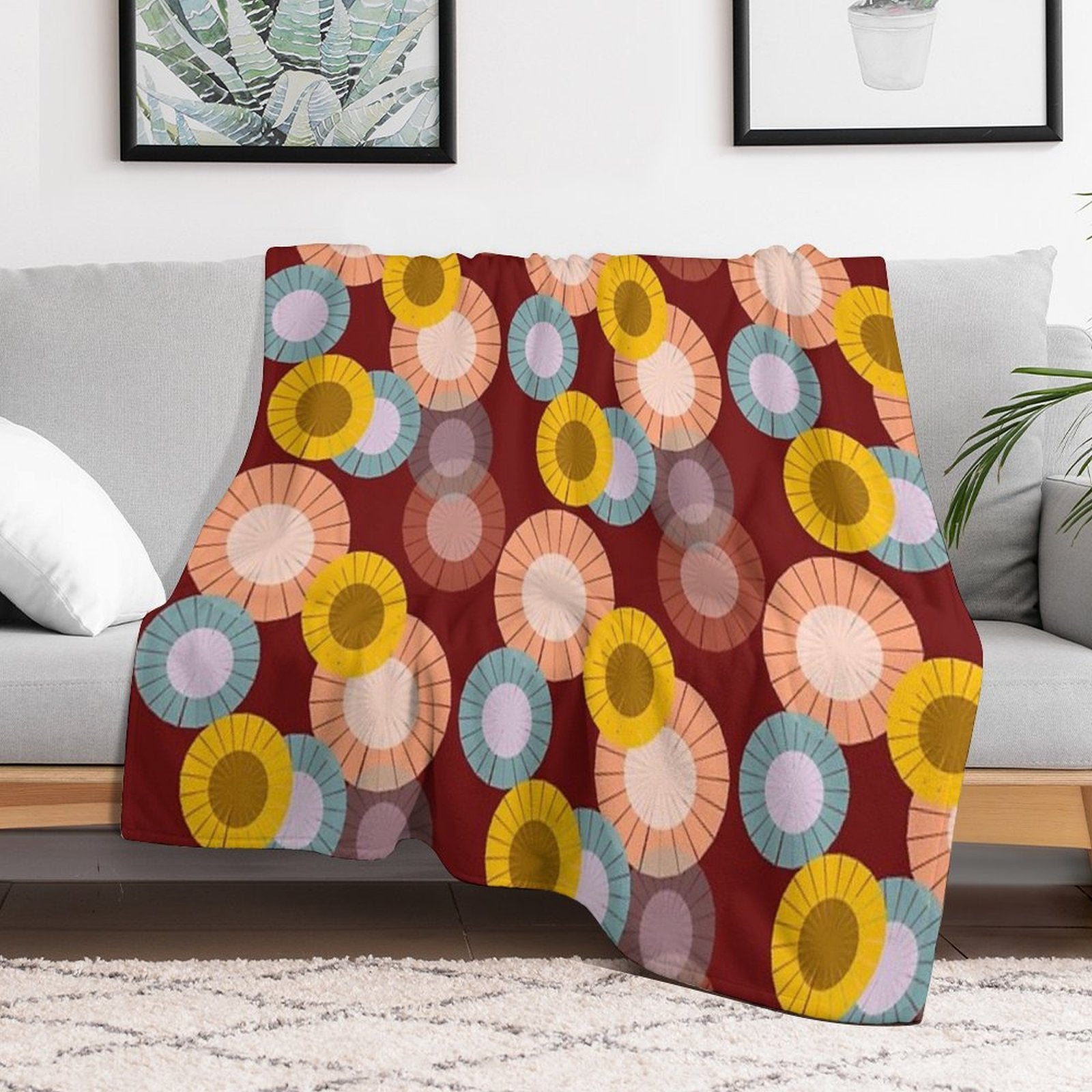 Abstract Floral Pattern Eco-conscious Throw Blanket