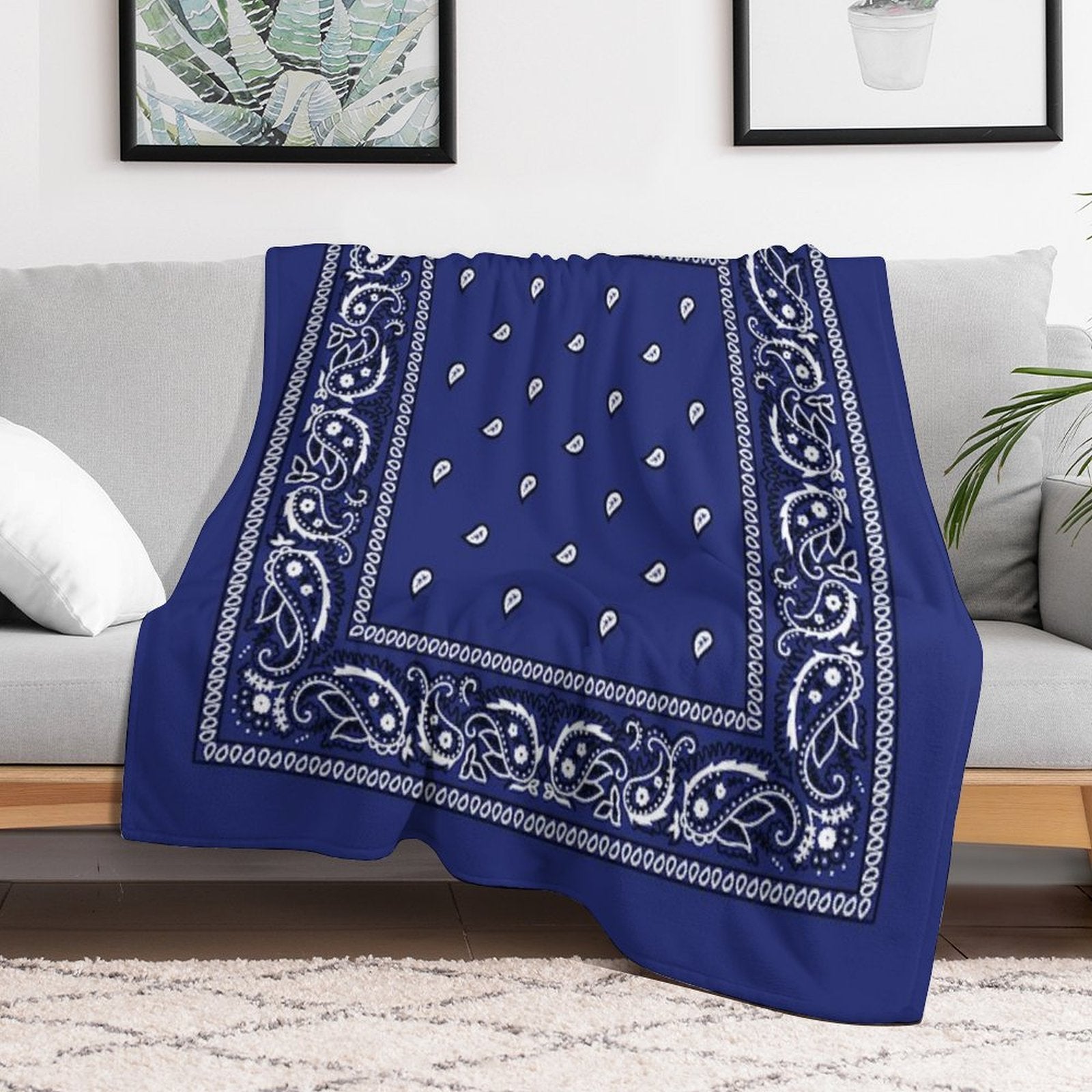 Bandana Doger Blue Durable Throw Blanket