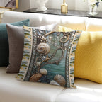 Ocean Mosaic with Jewels Soft Durable Construction Throw Pillow