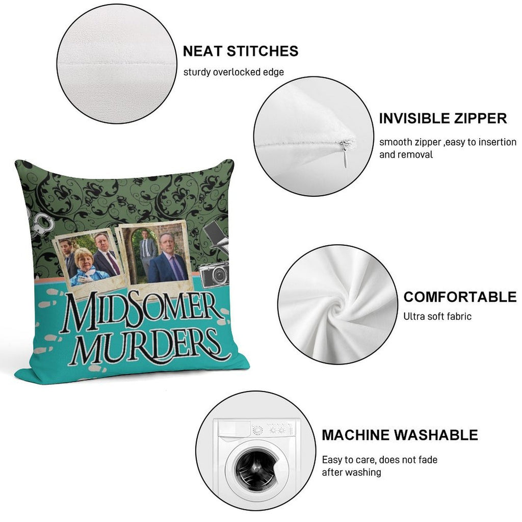 Midsomer Murders with Inspector Barnaby, Crime Series Soft Home Decor Throw Pillow