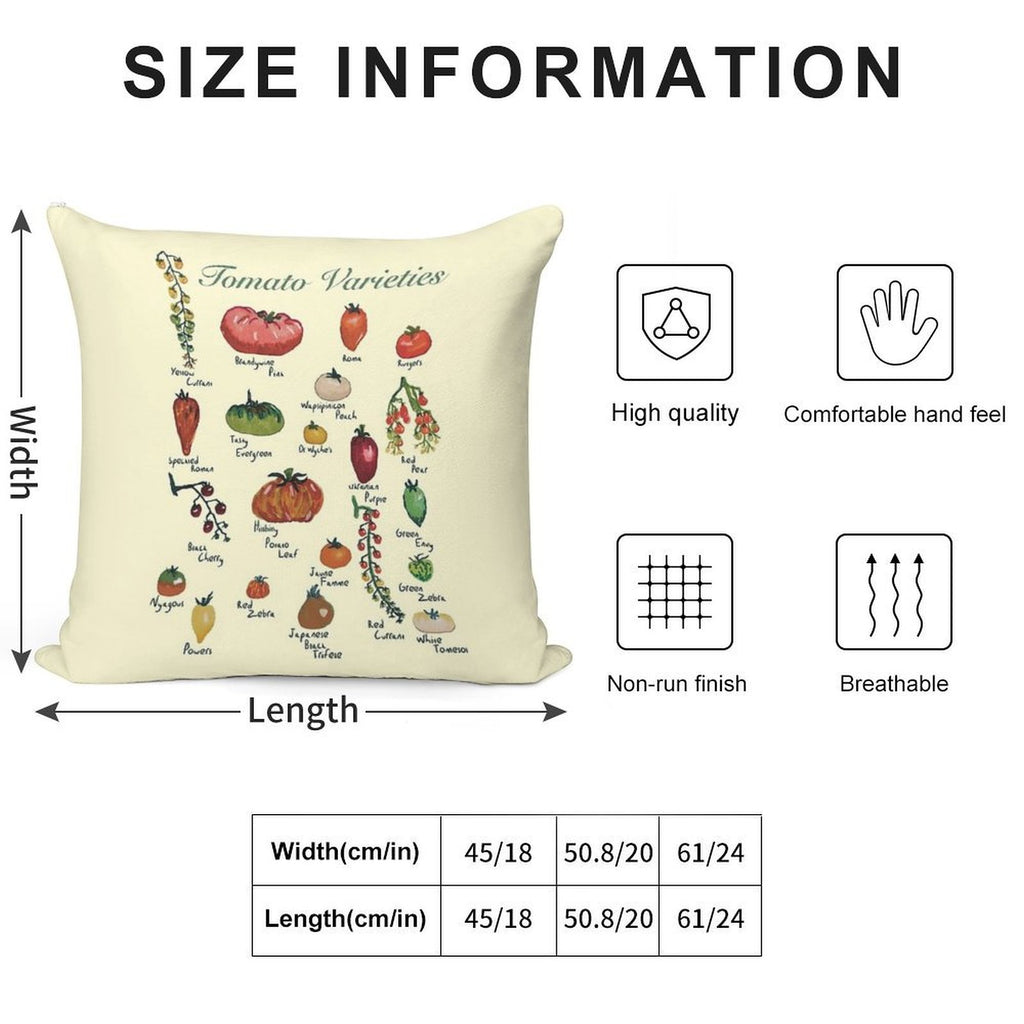 Tomato Varieties Spread Soft Durable Construction Throw Pillow