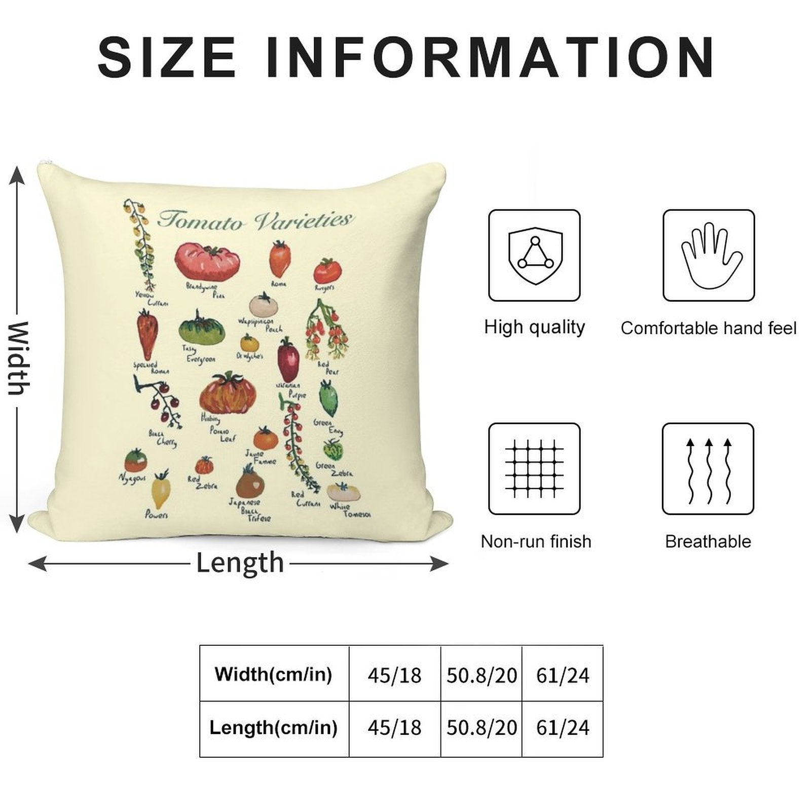 Tomato Varieties Spread Soft Durable Construction Throw Pillow