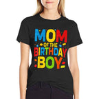 Birthday Party Mom Of The Birthday Boy Building Block  Easy-care T-Shirt