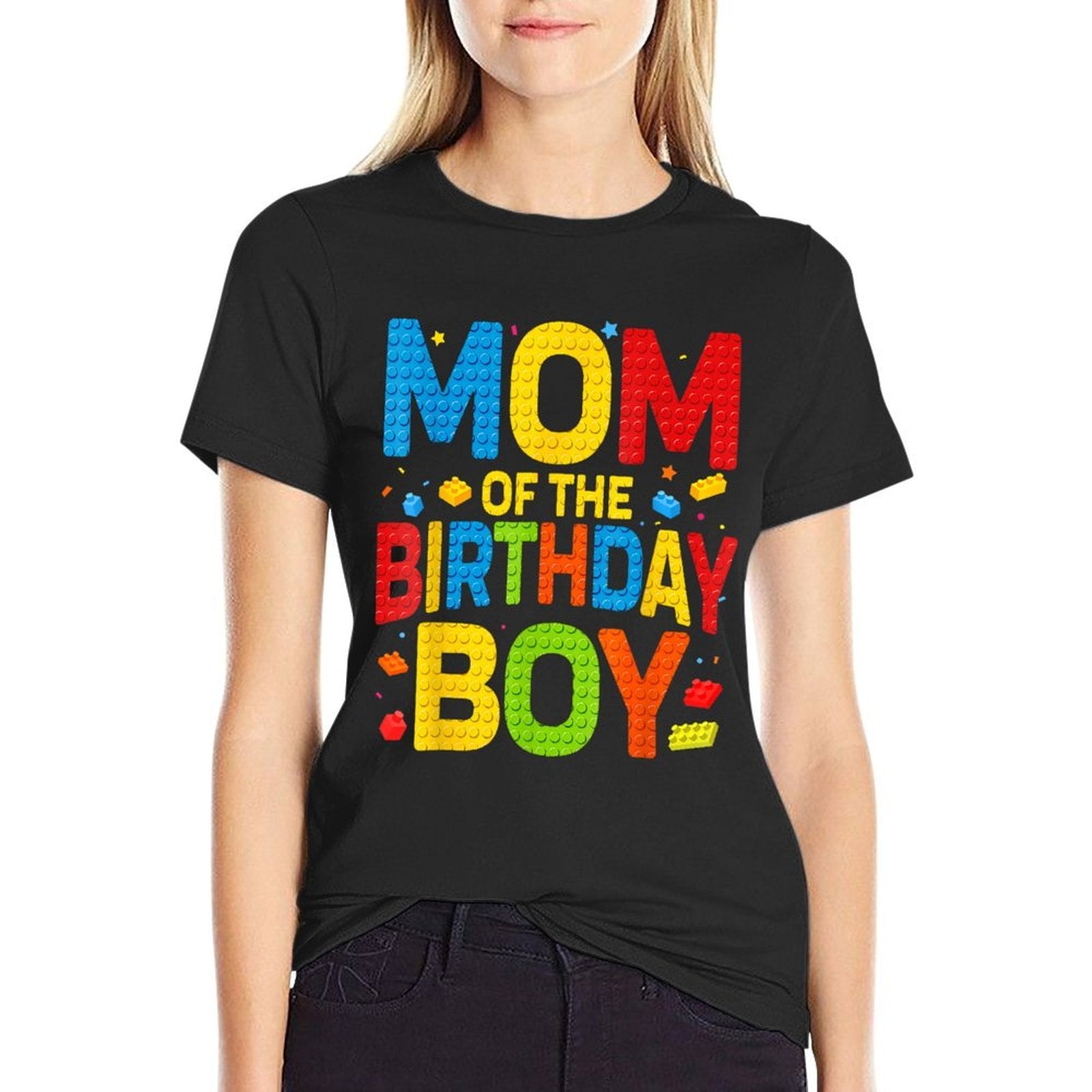 Birthday Party Mom Of The Birthday Boy Building Block  Easy-care T-Shirt