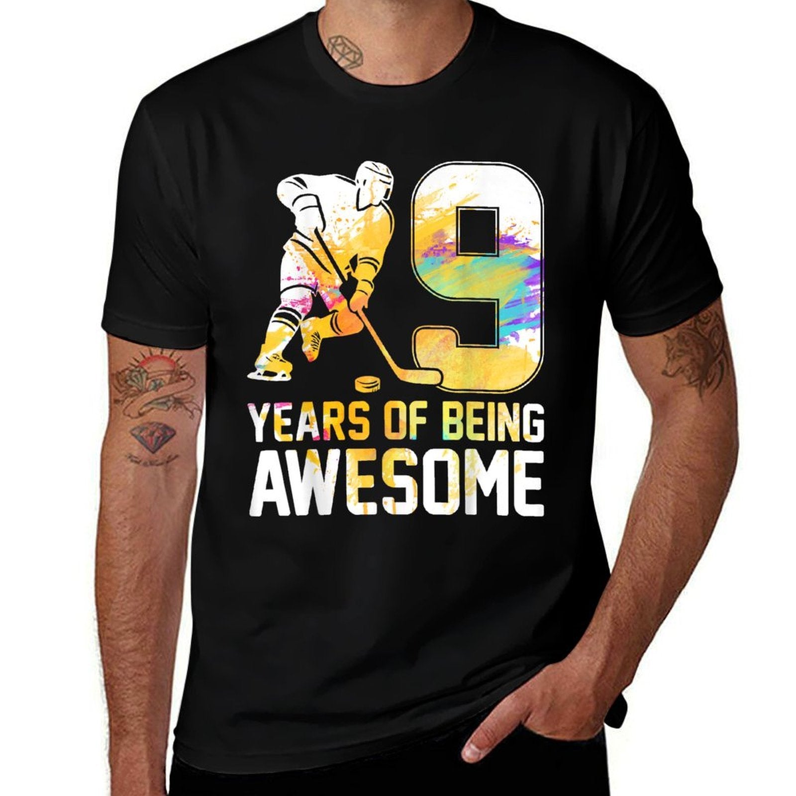 9 Years Of Being Awesome Ice Hockey 9th Birthday Party  Eco-friendly Material T-Shirt