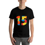 15 Year Old Blocks Building Master Builder 15th Birthday  High-quality Stitching T-Shirt