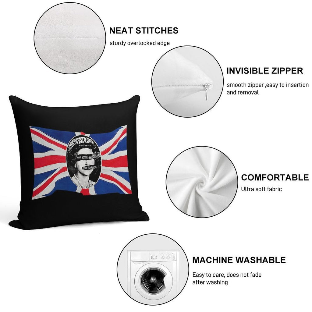 God Save The Queen (HQ) Soft Hidden Zipper Throw Pillow
