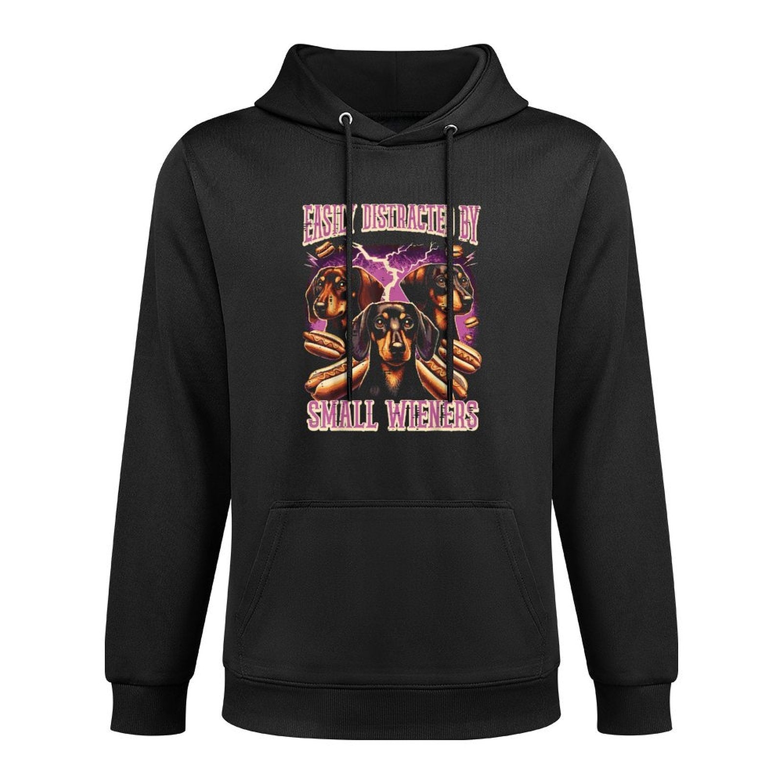 Inappropriate Easily Distracted by Small Dachshund Funny Shrink-Resistant Hoodie