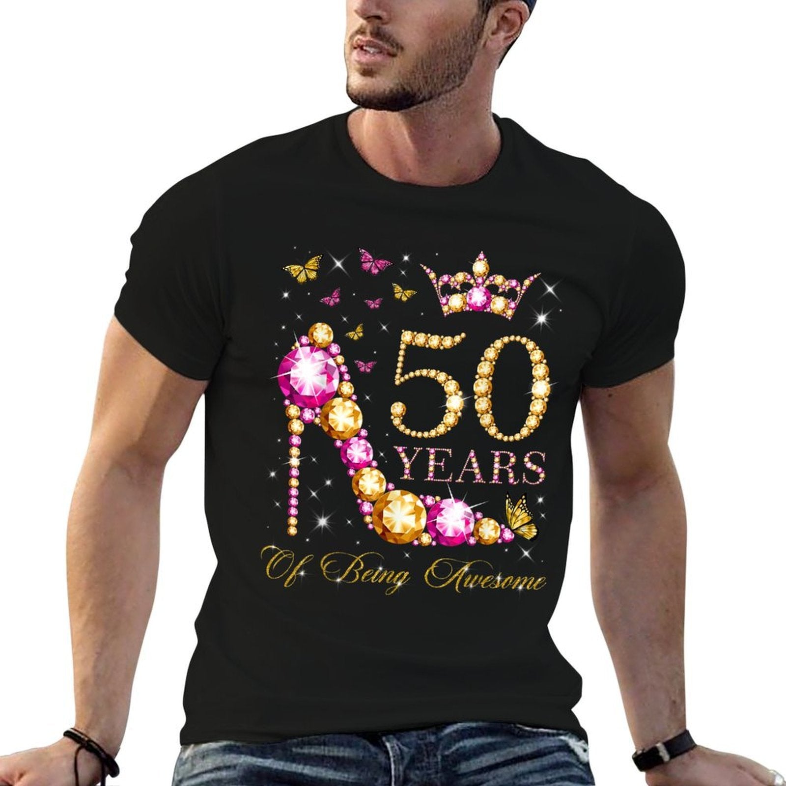 50 Years Of Being Awesome 50 Years Old 50th Birthday  Summer-ready Fabric T-Shirt