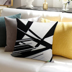 Abstract Geometric Black And White 77 Soft Short Plush Fabric Throw Pillow